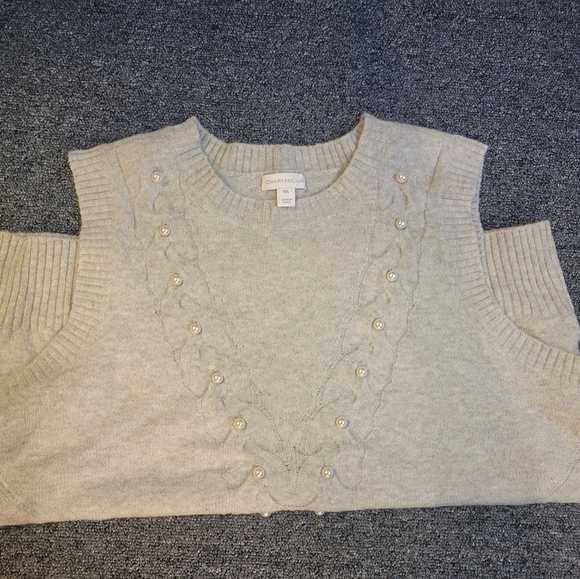 Charter Club Grey Pearl Embellished Sweater Vest. Sz. XXL - Picture 6 of 7